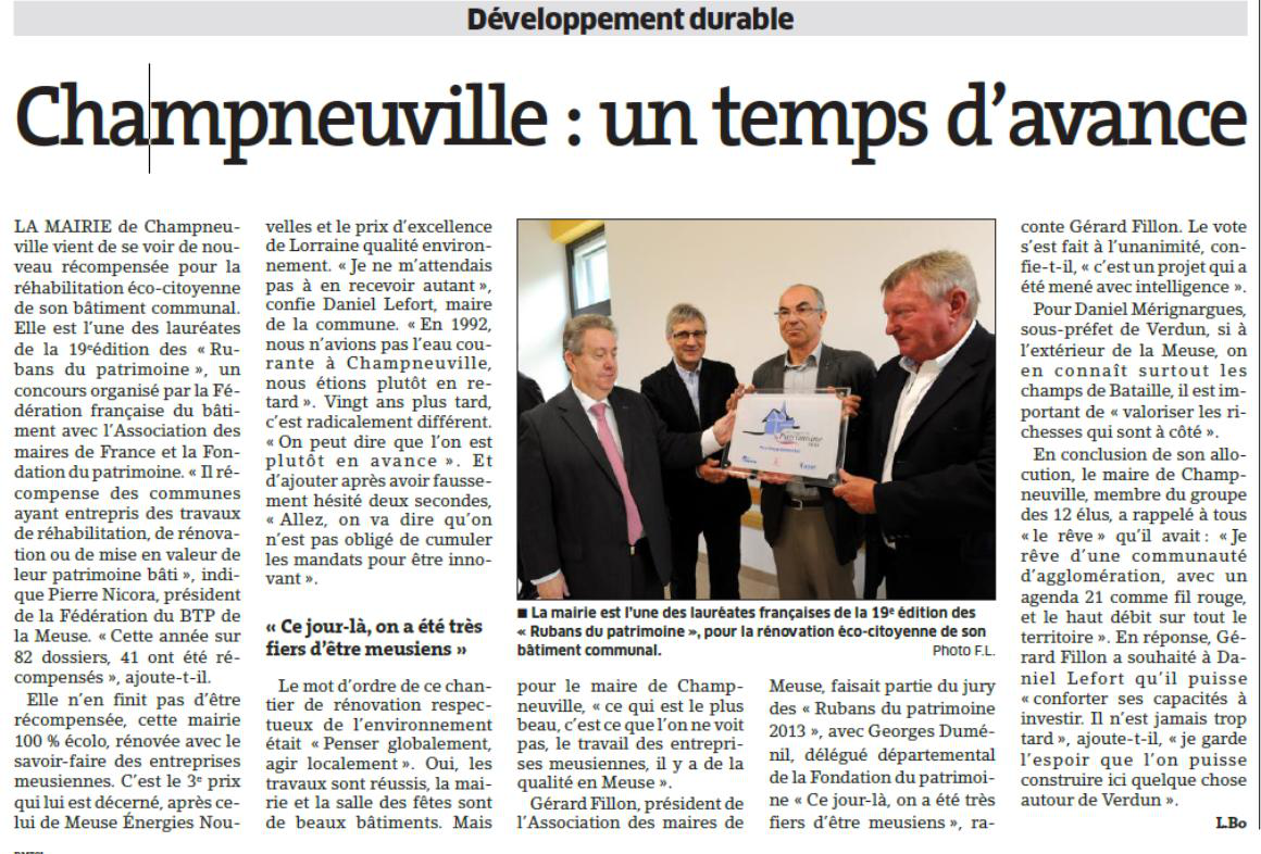 Article de presse de L'Est Républicain du 5 octobre 2013