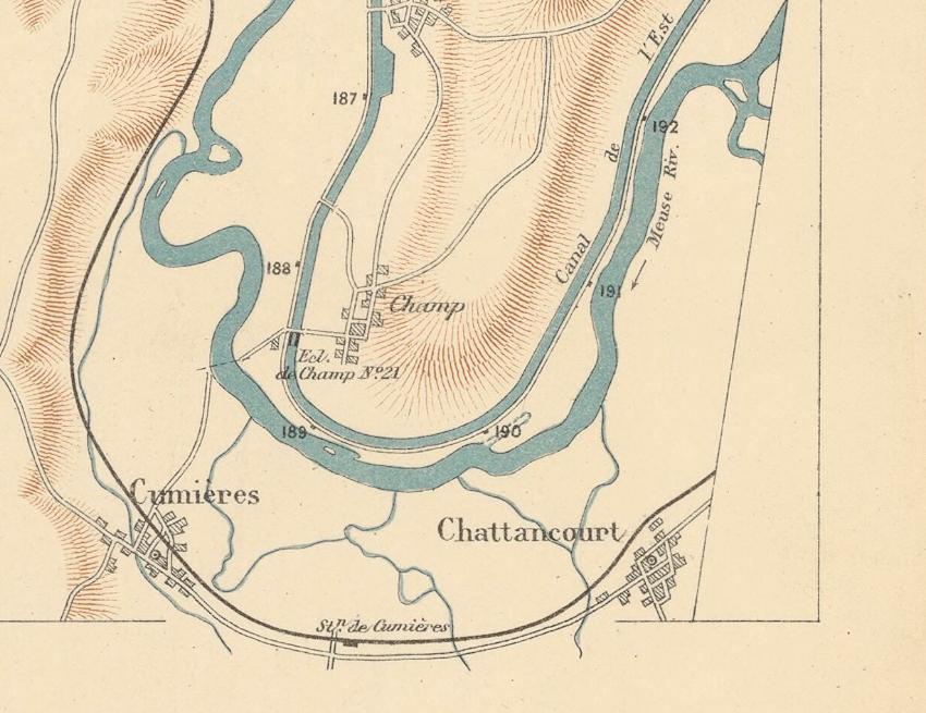 Carte du Canal de l'Est en 1890