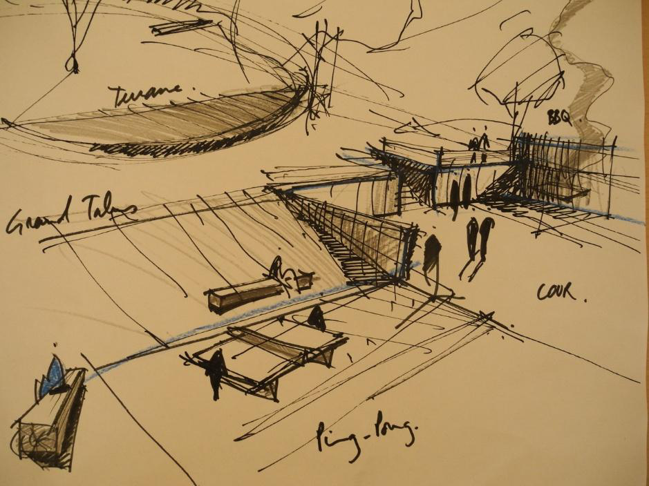 Dessin schématique du jardin proposé par l'agence Le Balto