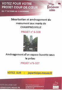 Ma fameuse idée : votez pour le projet de Champneuville !
